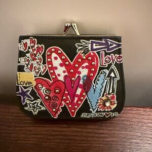 Brighton Black Wallet with Heart and Love Embroidery